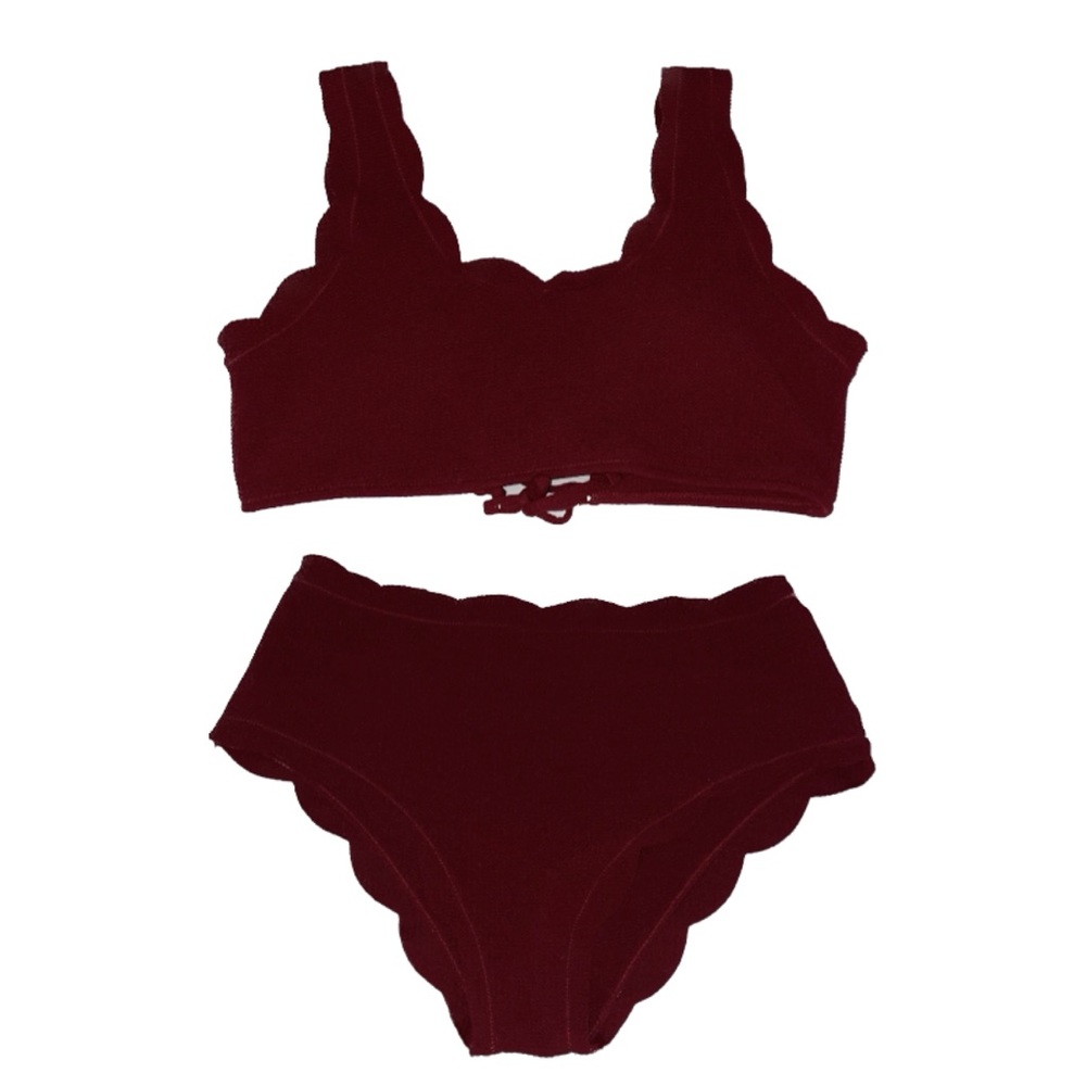 ZAFUL High waisted textured scalloped bikini.